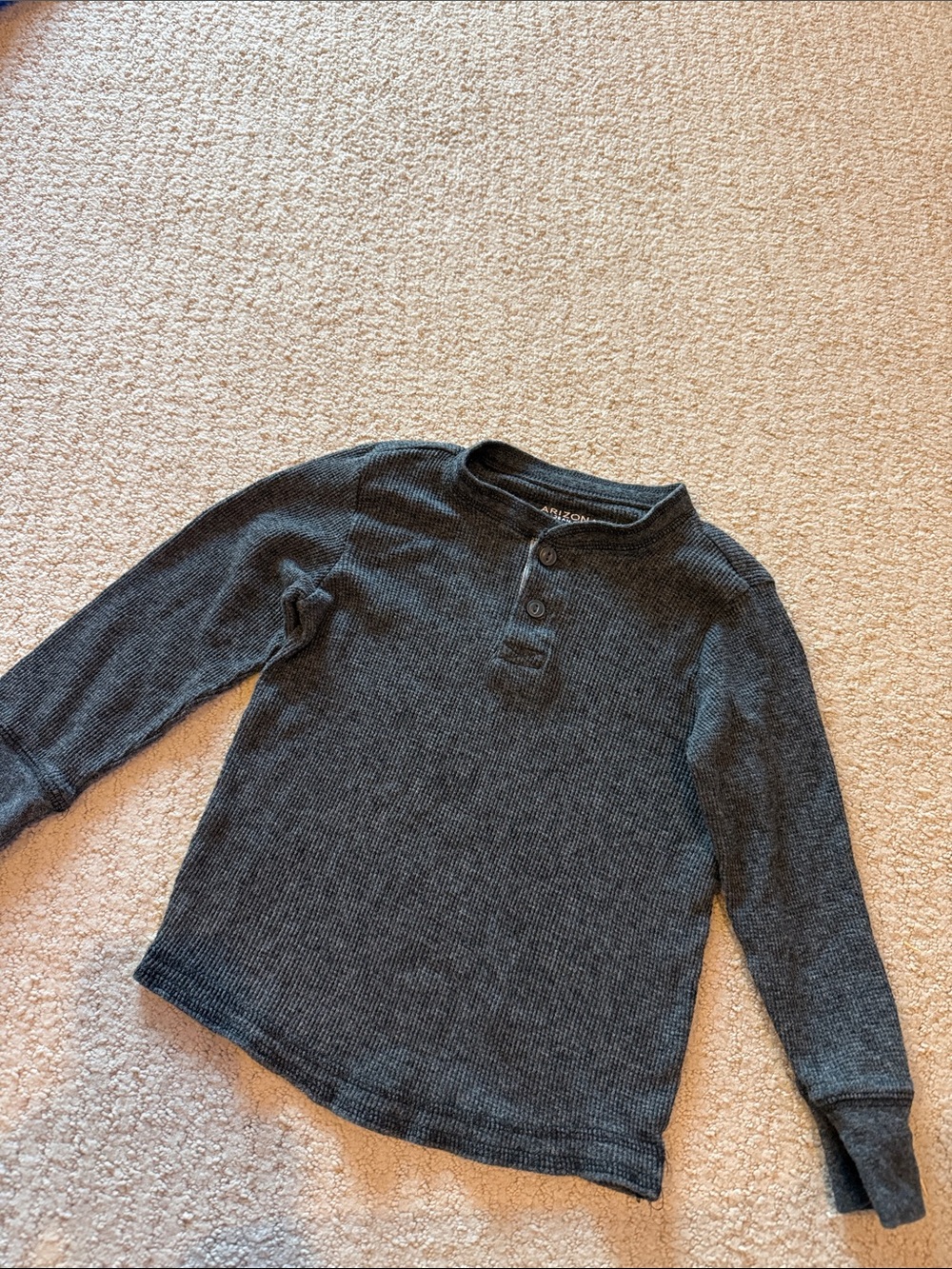 Boys Thermal Henley Sweater - Charcoal